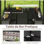 Giantex ensemble meuble de barbecue exterieur abri barbecue jardin avec 2 tabourets pliants 4 rang�es ...