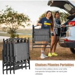 Giantex ensemble de table et 4 chaises pliantes de jardin - table en verre avec trou parasol - chaises ...