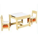 Giantex ensemble table et chaises pour enfantstable double face avec 2 chaises2 botes de rangementpour ...