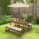 Giantex ensemble table de jardin et 2 bancs enfant en bois avec parasol amovible / réglabletable pique ... Giantex ensemble table de jardin et 2 bancs enfant en bois avec parasol amovible / réglabletable pique ...