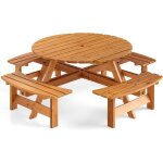 Giantex ensemble de table de pique - nique pour 8 personnes table � manger ronde avec 4 bancs int�gr�s ...