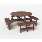 Giantex ensemble de table de pique - nique pour 8 personnes table � manger ronde avec 4 bancs int�gr�s ...