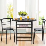 Giantex ensemble table salle  manger avec 2 chaises - avec range - bouteille - cadre en mtal - design ...