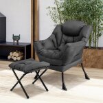 Giantex fauteuil relax avec repose - pied pliableoreillerpoche latralefauteuil rembourr moderne de ...