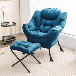 Giantex fauteuil relax avec repose - pied pliableoreillerpoche latralefauteuil rembourr moderne de ...