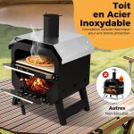 Giantex four � pizza bois avec pierre � pizza 305 cm cuisson 60 - 90 s 510 �c en 12 - 20 min 45x43x61cm ...