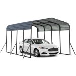 Giantex grand carport abri de voiture en m�tal 440 x 300 x 250 cm toit rigide 4 pieds inclin�s