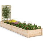 Giantex jardini�re sur�lev�e avec 1 treillis bac � fleurs ext�rieur en bois avec compartiments divis�s ...