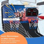 Giantex jeu de basketball arcade pliable 2 paniers 4 ballons 8 modes capteur �lectrique led score 207x108x205c ...
