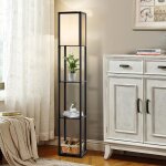 Giantex lampadaire sur pied 16m avec 3 etagres + abat - jour en tissupour salon / bureau / chambreampoule ...