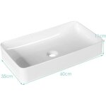 Giantex lavabo vasque en c�ramique rectangulaire avec vidange pop - up 60x35x11cmvasque � poser blanc ...