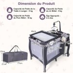 Giantex lit parapluie b�b� pliable portable 3 fonctions grande volume jouets roues avec freinbo�te � ...