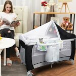 Giantex lit parapluie pliable avec matelas pour b�b� table � langer tout en 1 parc de jeu capote moustiquaire ...