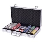 Giantex mallette de poker 300 jetons avec adh�sifs brillants � laser avec 2 jeux de cartes 1 boutons ...