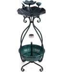 Giantex mangeoire oiseaux exterieur hauteur 79 cm abreuvoir d?oiseaux sur pied lumi�re led solaire cadre ...