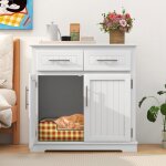 Giantex meuble 3 en 1 pour liti�re de chat maison cach�e en bois avec doubles et entr�e lat�rale pour ...