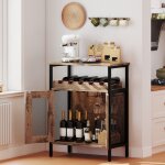Giantex meuble de bar � vin buffet de cuisine porte - bouteilles amovibles porte - verres porte en treillis ...