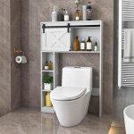 Giantex meuble dessus toilettes wc avec porte coulissante + 4 tagres meuble / colonne salle de bain ...