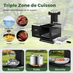 Giantex mini - po�le � bois compact de table rechaud bois en acier inoxydable et 2 grilles avec fen�tre ...