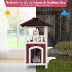 Giantex niche en bois � 2 �tages dext�rieur pour chat toit en asphalte sol amovible pour chats de petite ...