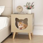 Giantex niche chat en bois int�rieur 45 x 40 x 54 cm maison pour chat avec plateau grand amovible charge ...