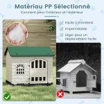 Giantex niche pour chien exterieur xxl en pp imperm�able&ventil� plancher sur�lev� cage pour chiots 75x58x65cm ...