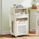 Giantex panier � linge amovible & pliable - bac de rangement � 3 niveaux - 4 roulettes - 6 crochets - ...