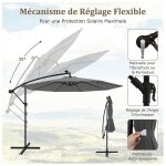 Giantex parasol d�port� �3m parasol pour terrasse parasol inclinable rotatif � 360� avec pied en croix ...