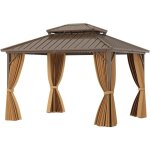 Giantex pergola jardin exteieur 354 x 294 x 284 m avec toit double en m�tal galvanis� moustiquaire et ...