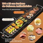 Giantex plancha �lectrique xxl 1800w thermostat ajustable plancha grille table antiadh�sive & lavablepour ...