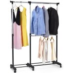 Giantex portant  vtements tlescopique avec 6 roulettes penderie rglable en hauteur 93 - 168cm et ...