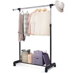 Giantex portant � v�tement t�lescopique en acier chrom� avec roues universellespenderie � v�tements profession ...