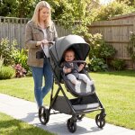 Giantex poussette bebe pliable - si�ge r�versible - dossier & capote r�glable - panier de rangement - ...