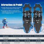 Giantex raquettes de neige l�g�res 25 b�tons de randonn�e antid�rapants r�glables en alliage daluminium ...