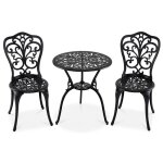 Giantex salon de jardin exterieur 2 personnes arc2 chaises haut dossier en fonte aluminiumtrou pour parasol ...