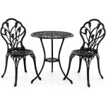 Giantex salon de jardin exterieur 2 personnes tulipe2 chaises haut dossier en fonte aluminiumtrou pour ...