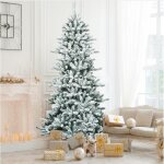 Giantex sapin de nol artificiel 21 m floqu avec pommes de pin arbre de nol avec socle en fer 1108 ...