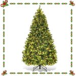Giantex sapin de nol artificiel lumineux 225m - 540 led blanc chaud - 1125 branches et 71 pommes de ...