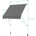 Giantex store banne manuel r�tractable 15x12m en aluminium - sans per�age - hauteur r�glable 2 - 3m - ...