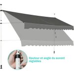 Giantex store banne manuel r�tractable 4x12m en aluminium - sans per�age - hauteur r�glable 2 - 3m - ...
