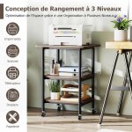 Giantex support dimprimante � 3 niveauxmeuble � roulettes verrouillables pour imprimante avec 2 hauteurs ...