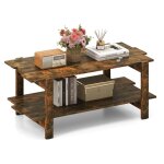 Giantex table basse rectangulaire � 2 niveaux - style industriel - �tag�re de rangement ouverte - bureau ...