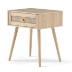 Giantex tables de chevet cannage - table dappoint boh�me - table de nuit - tiroir en rotin - pieds en ...