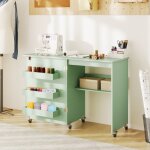 Giantex table de couture pliante avec roulettes bureau mobile avec �tag�re de rangement et 3 bo�tes 1185 ...
