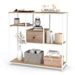 Giantex table dentr�e de 100 cm console avec �tag�res de rangement ouvertes et tiroir amovible pour hall ...