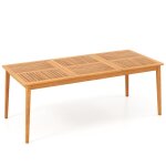 Giantex table de jardin - 8 personnes - plateau 200x90cm avec trou pour parasol en bois dacacia certifi� ...