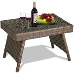 Giantex table de jardin en rotin pliantetable basse en résine tréssée pour salon balcon terrassecadre ... Giantex table de jardin en rotin pliantetable basse en résine tréssée pour salon balcon terrassecadre ...