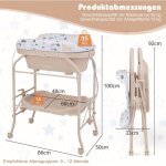Giantex table � langer b�b� 0 - 12 mois avec baignoire 20l - roulant et pliable avec espace de rangement ...