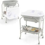 Giantex table � langer b�b� 0 - 12 mois avec baignoire 20l - roulant et pliable avec espace de rangement ...