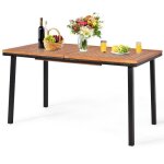 Giantex table à manger en bois d?acacia - table de cuisine rectangulaire - cadre en métal - trou de parasol ... Giantex table à manger en bois d?acacia - table de cuisine rectangulaire - cadre en métal - trou de parasol ...
